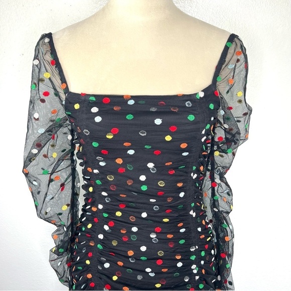 CAMILA COELHO Revolve Kiana Mini Dress Blqck Multicolor Polka Dot Size Smalll - Picture 4 of 11